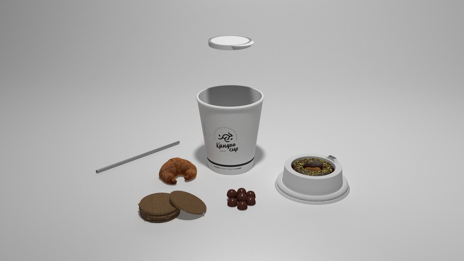 Kangoo Cup με όλα τα συστατικά - cup, καπάκι, donut, croissant, βάφλες